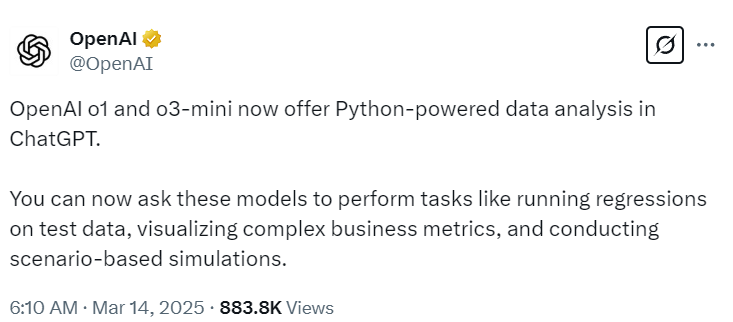 OpenAI重大更新：ChatGPT o1新增Python数据分析功能，数据科学新时代来袭！